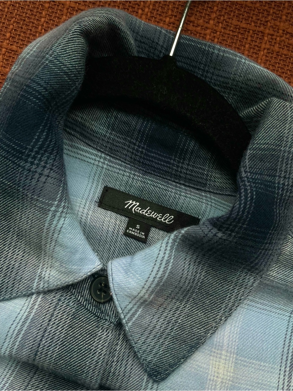 Madewell Easy Y-Neck Button-Up Shirt Size S EUC in Deep Indigo Flannel Comfy - Picture 8 of 15
